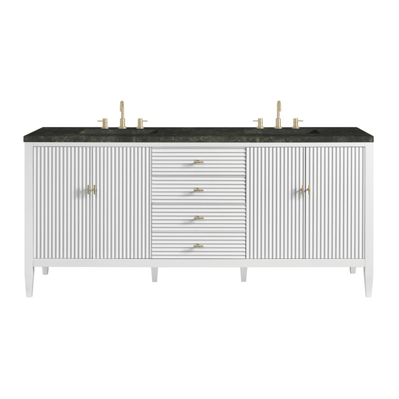 Myrrin 72'' W Double Vanity, Bright White, Phantome Eclos, 8" Widespread
