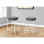 Tabouret de bar, hauteur de comptoir, ensemble de 2, cuisine, tissu gris, métal blanc, contemporain, moderne