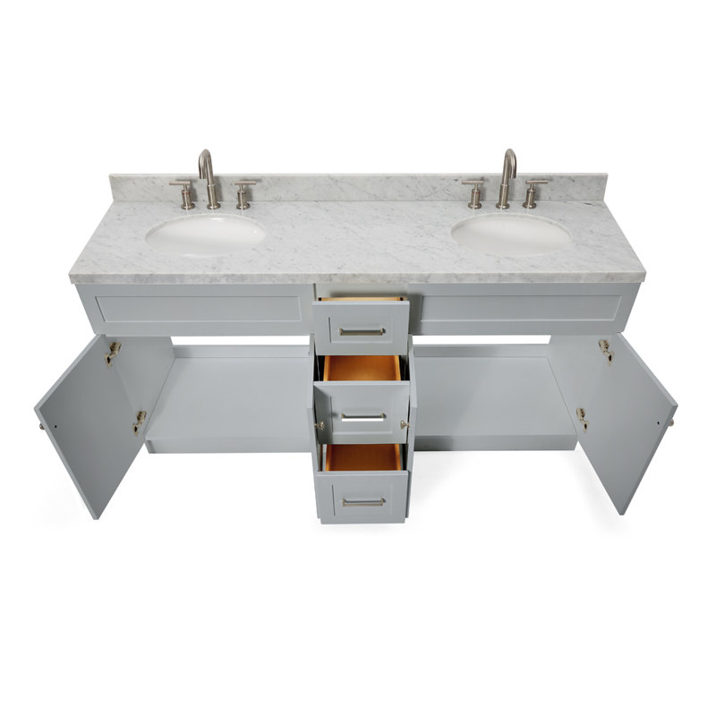 Ensemble de meuble-lavabo double 73 po Abell, gris