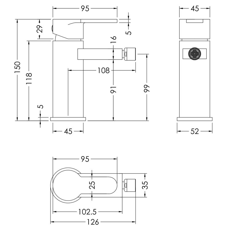 Arvan 1 Handle Horizontal Bidet Tap