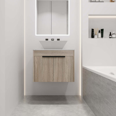 Ensemble de meuble-lavabo flottant avec lavabo en céramique Modern Design