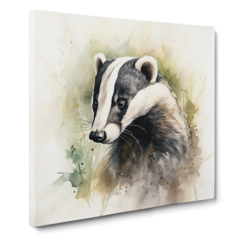 Badger Watercolour No.3 - Print, 35cm H x 35cm W x 3cm D