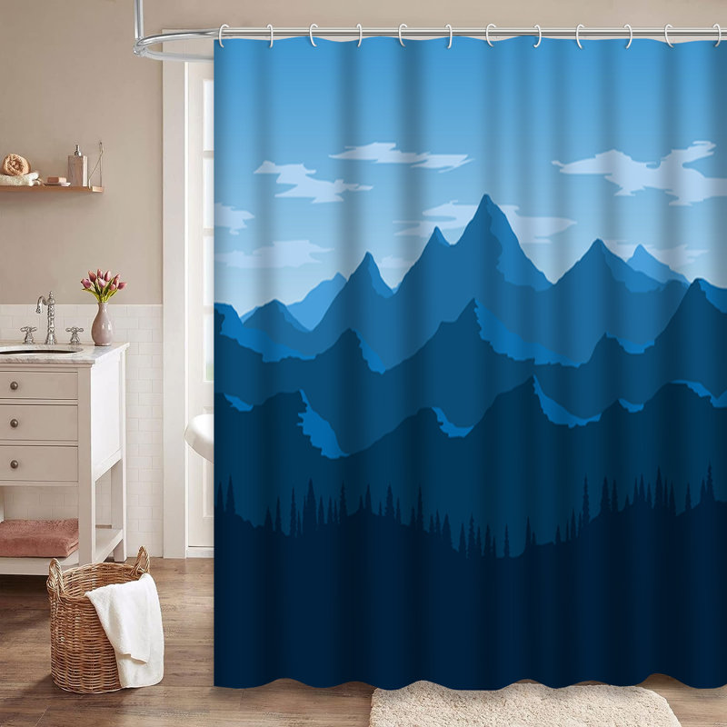 Rideau de douche avec 12 crochets Mountain Mountain, L 72 po x l 78 po