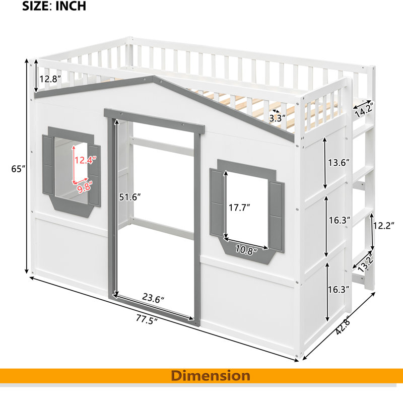 Lit mezzanine simple avec échelle, Gris / Blanc