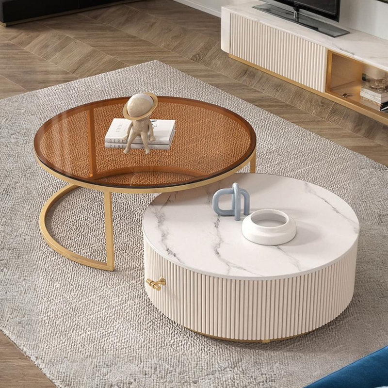 End Table, White Sintered Stone
