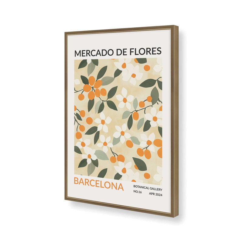 "Barcelona Flower Market", reproduction encadrée, Reproduction encadrée sans passe-partout, Or brossé