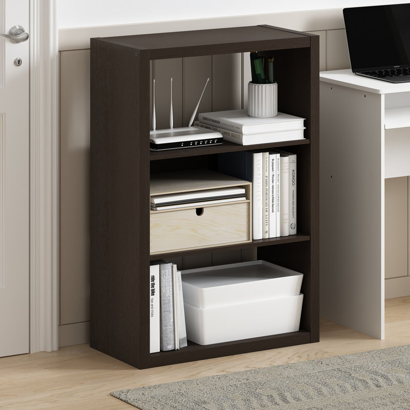 Viola Open Shelf Bookcase, Bookshelf,, Dark Oak, (3 Shelves) 35.91"H x 23.2"W x 11.3"D