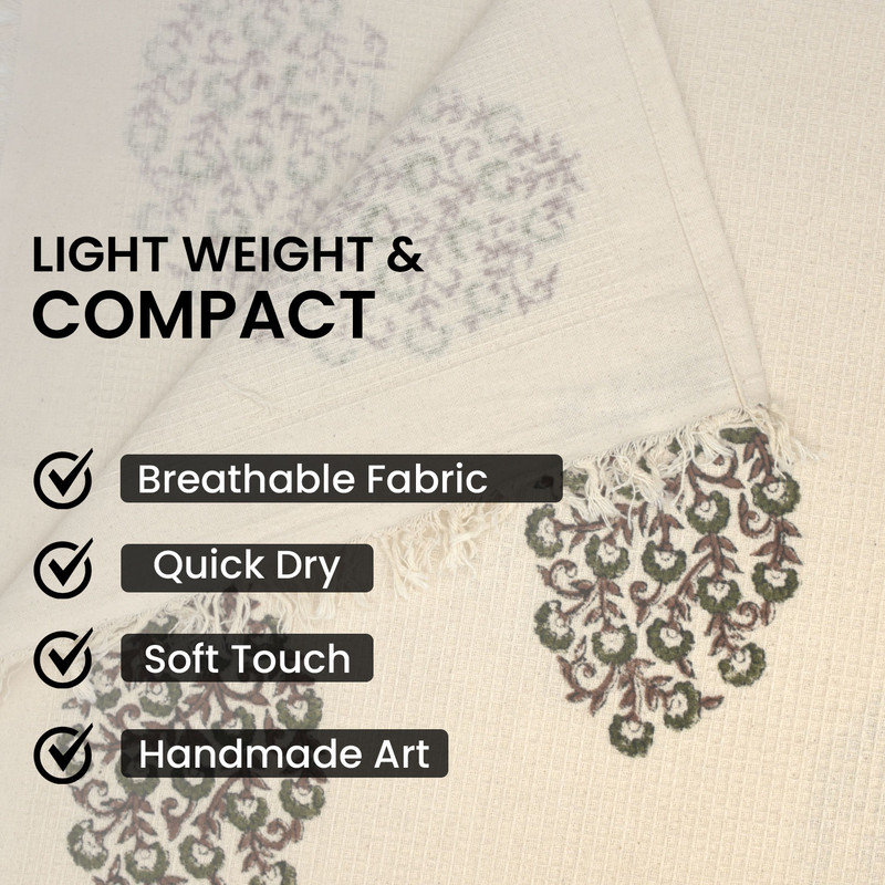 Lark Manor™ Absorbent, Soft Hand Waffle Towel 100% Cotton 17X32 Handmade Block Set of 6 Gudhal, Green