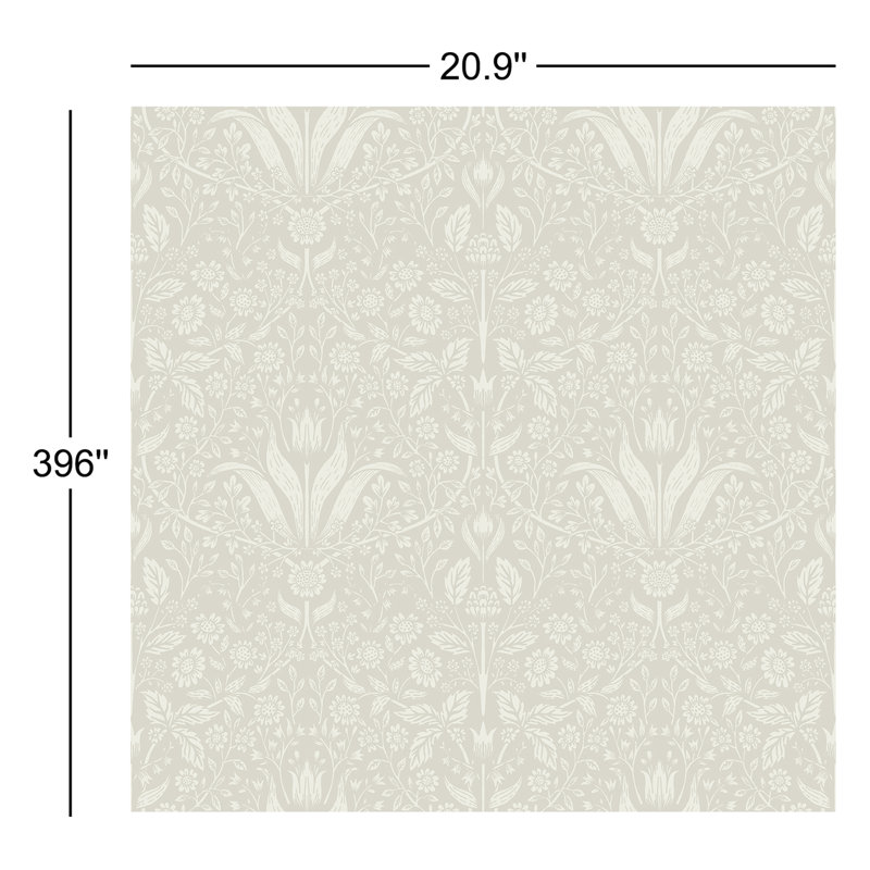 Rouleau de papier peint L 33 pi x l 20,9 po Triste, Beige / blanc cassé