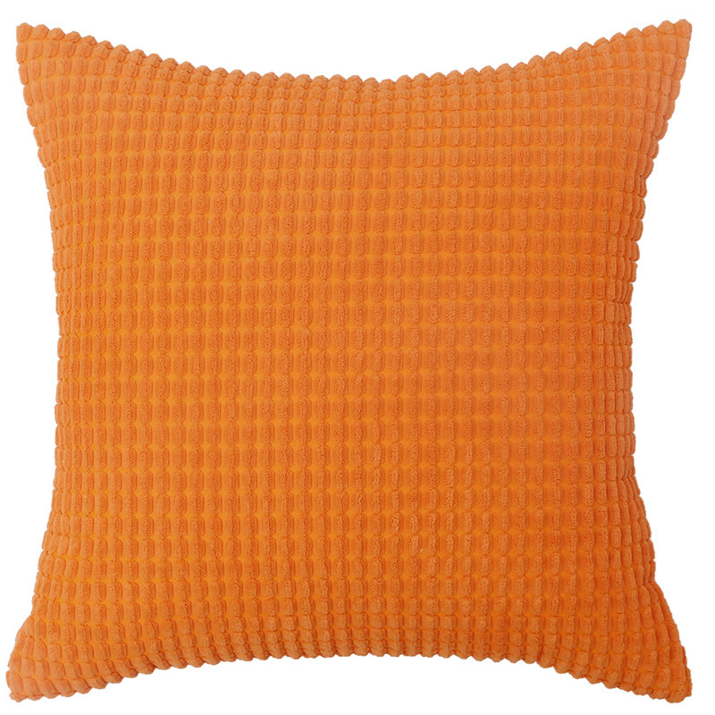 Coussin en velours côtelé doux, 18 po x 18 po, Orange
