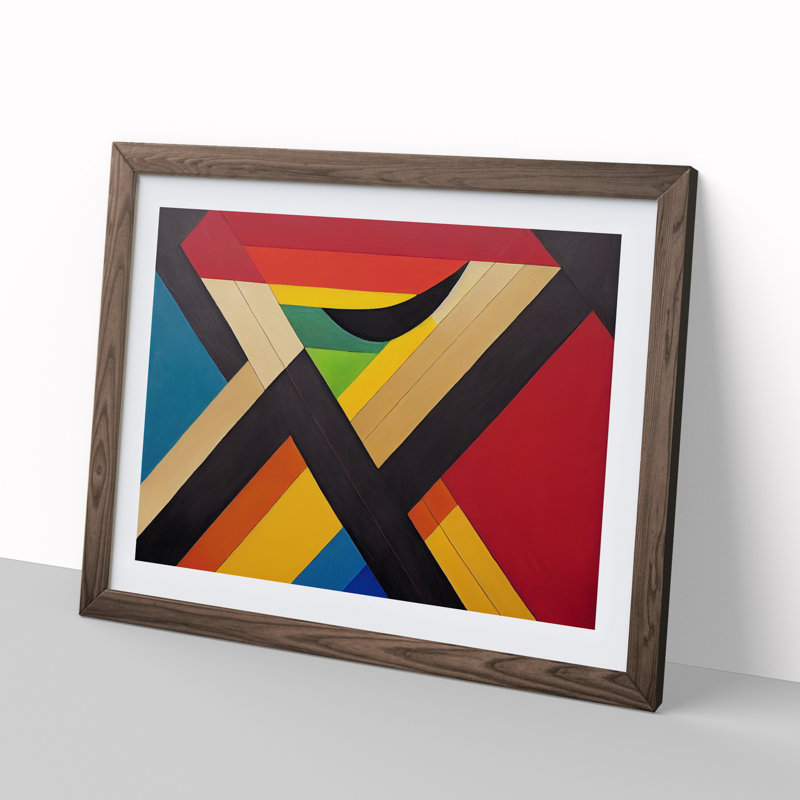 Famous Abstract - Single Picture Frame Print, 34cm H x 46cm W x 2cm D, Walnut Framed