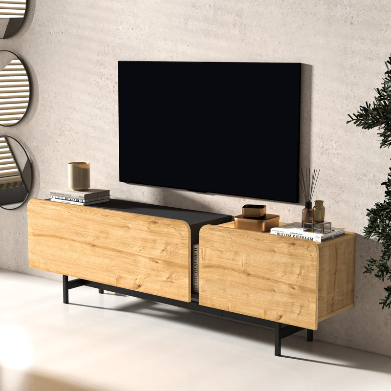Antoinesha TV Stand for TVs up to 78", Natural Wood