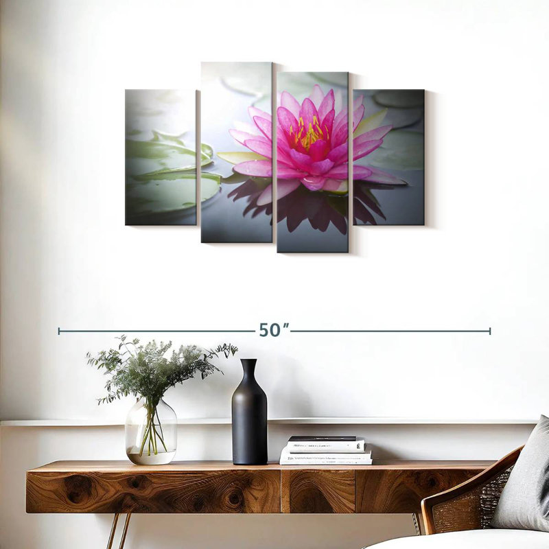 Harnek lotus rose rayonnant, H 22 po x l 36 po