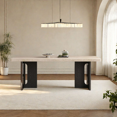 Vintage-Inspired Porcelain Slab Dining Table