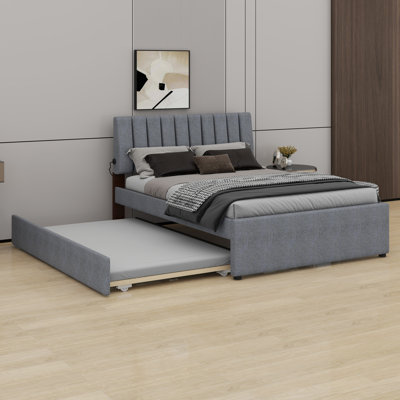 Upholstered Platform Bed With Trundle