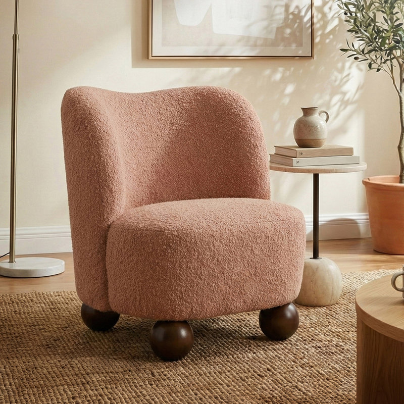 Chaise d'appoint Balleta, Bois brun foncé, Rose