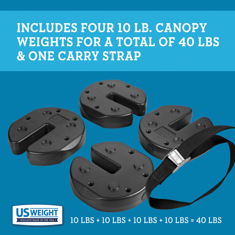 Black Recycled Polyethylene Canopy Weight Set with Carry Strap