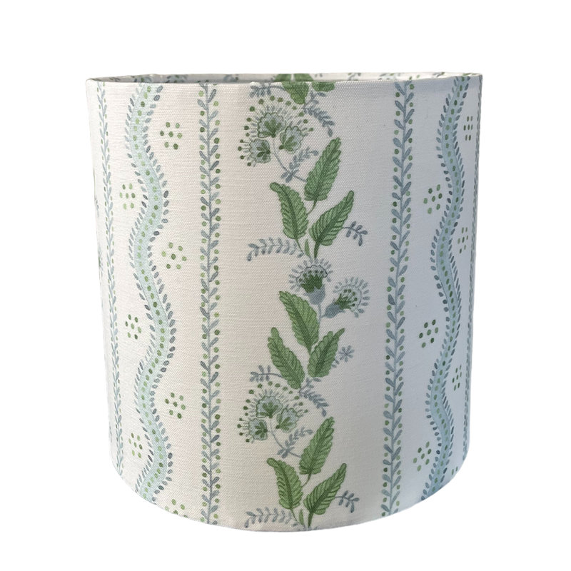 Blue And Green Floral Lampshade In Emma Stripe