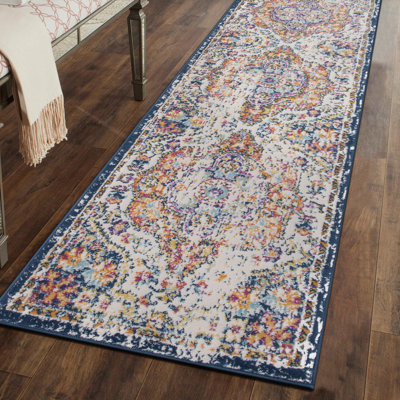 Beverly Oriental Orange/Blue/Cream Area Rug