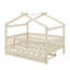 Full size wooden house bed with trundle-1443605072