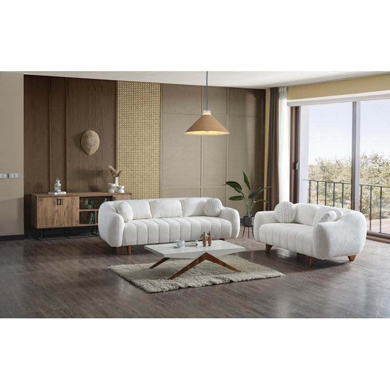 Ensemble de salon 2 pièces Chateau Chenille, Crème
