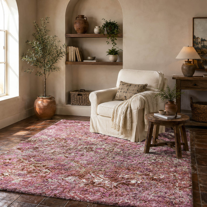 Tapis à poils longs Dream Shag Diamond de qualité supérieure, lavable à la machine, Pink, 9' x 12'