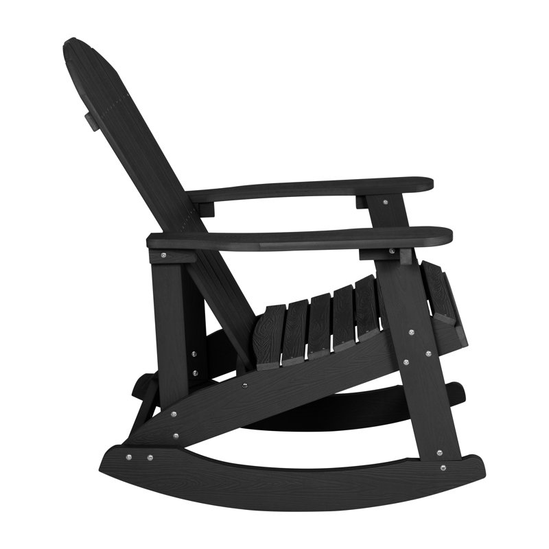 Black 5-Piece Poly Resin Adirondack Rocking Patio Set