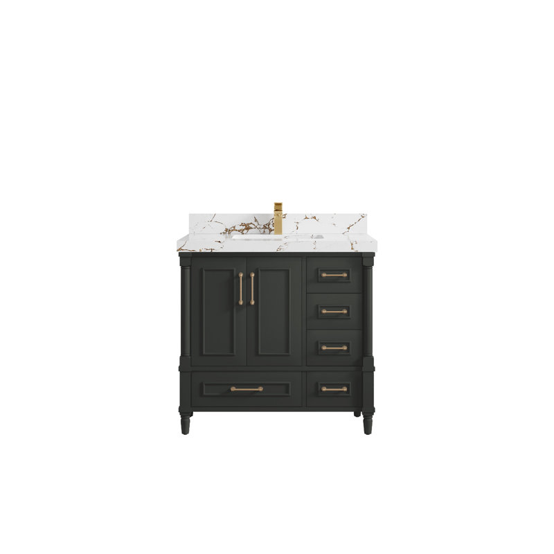 Ensemble de meuble-lavabo simple 36 po Aberdeen, Gris, Doré Viola