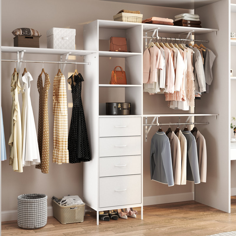 Système de garde-robe réglable de 96 pouces, Blanc