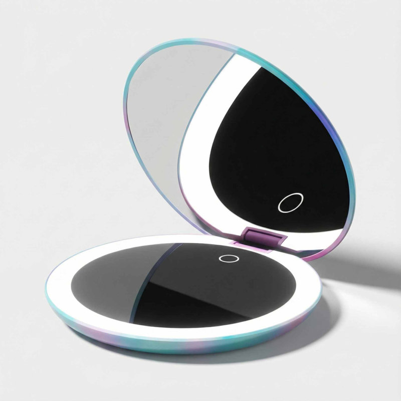 Miroir de maquillage compact à lumière Taylor Taylor, 5 pouces de large, rechargeable, grossissant 10x / 1x et 3 réglages de lumière 