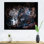 Noir et bleu liquide sur bleu - Peinture sur toile