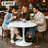 Round Dining Table with Metal Base