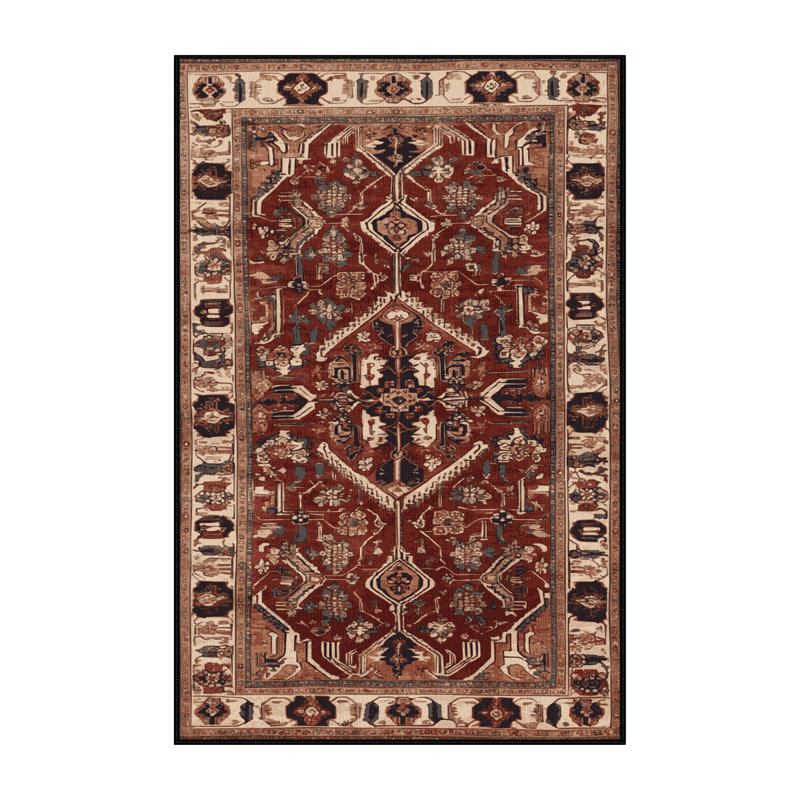Tapis persan noir lavable à la machine, Rectangulaire 2 pi x 3 pi