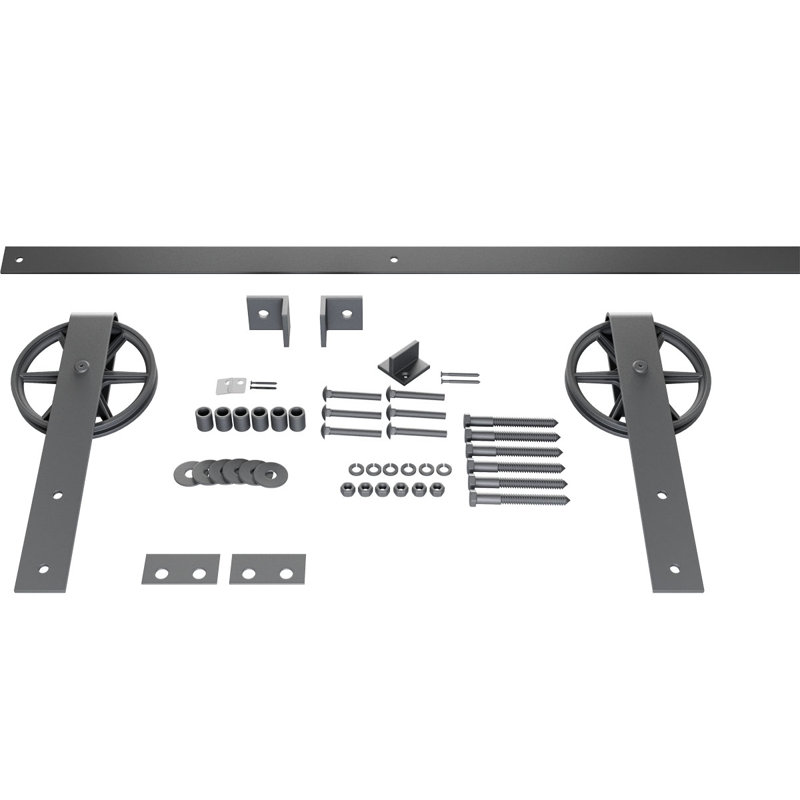 Ensemble de quincaillerie pour porte de grange standard Premium, Argent métallique, 84 po