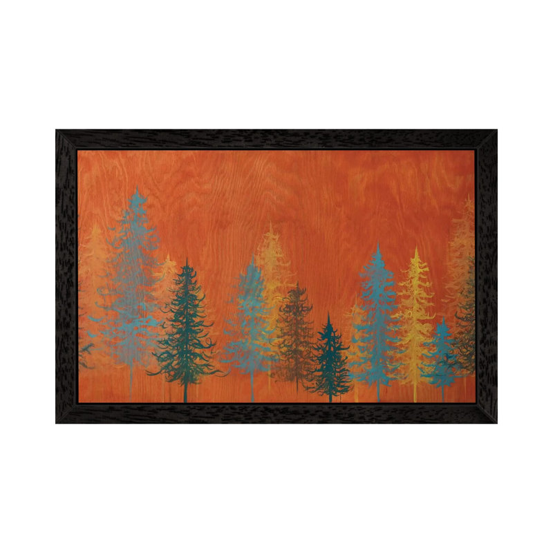 Orange Trees - Floater Frame Painting on Canvas, Black Framed