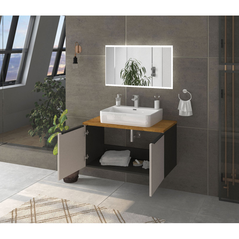 Bathroom Suite, Anthracite/Light gray/Oak