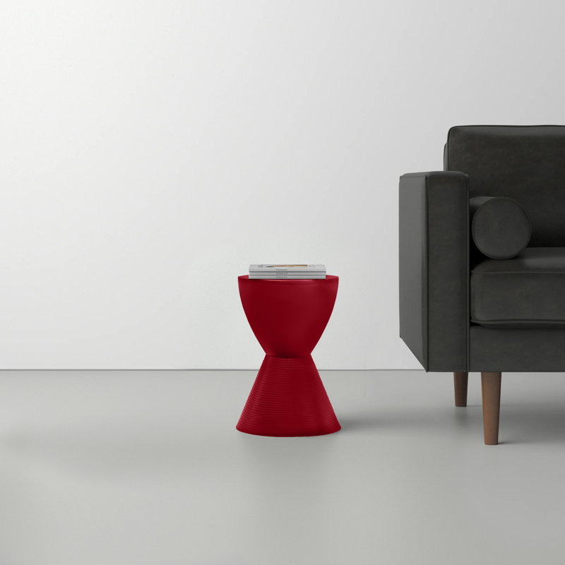 Red Hourglass Acrylic Side Table with Hidden Storage
