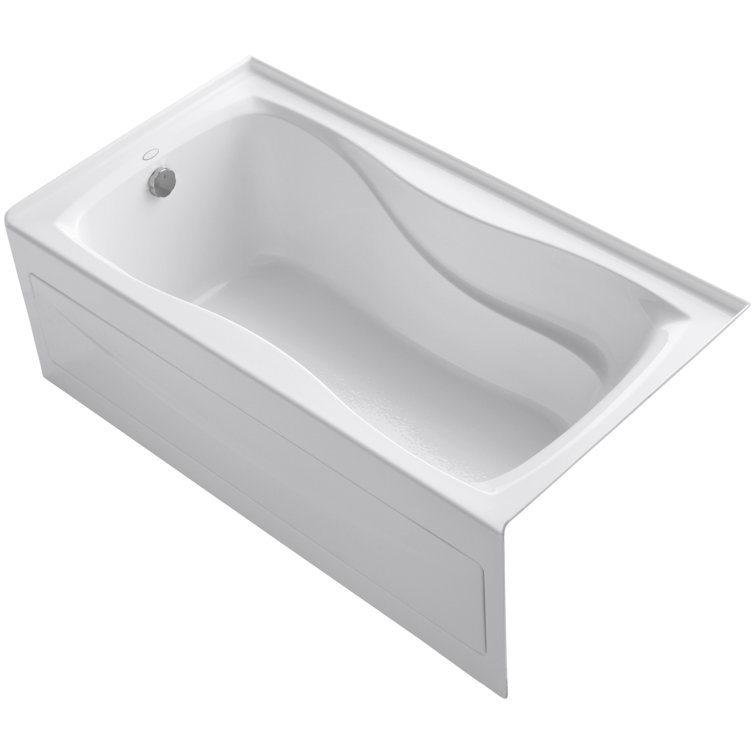 Hourglass Alcove Bath with Integral Apron and Tile Flange and Left-Hand Drain