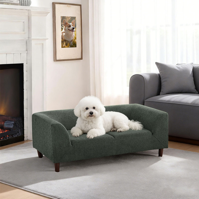 Canapé-lit pour chien doux et confortable avec dossier et accoudoirs