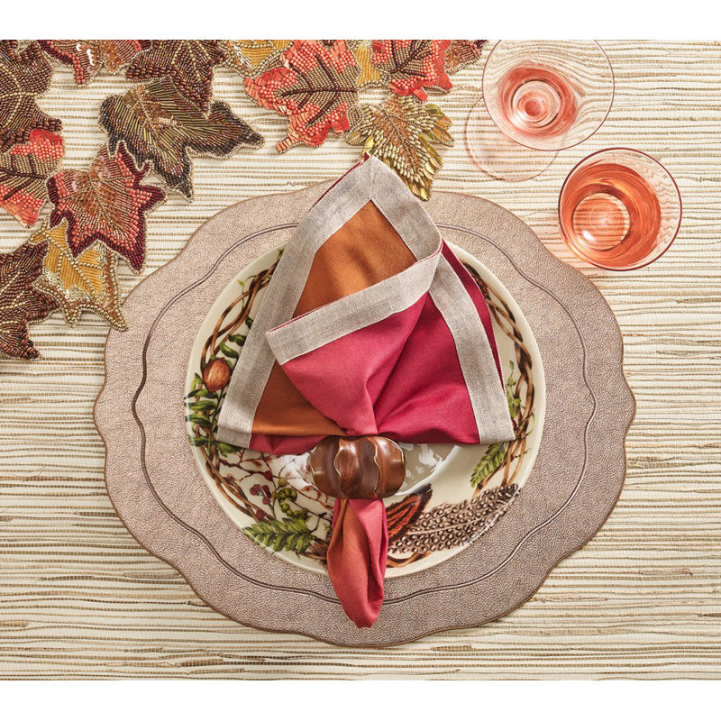 Dip Dye Linen Napkin, Cranberry/Orange