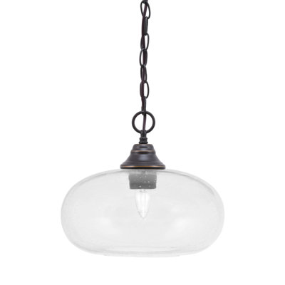 Aeronwen Chain Hung Pendant With 13" Glass