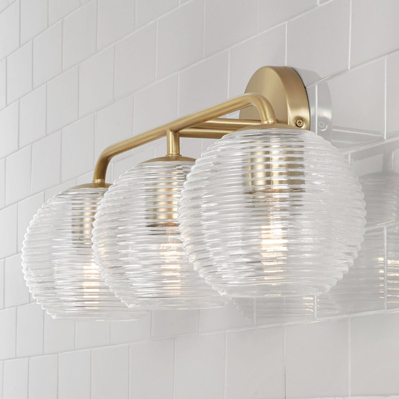 Éclairage pour salle de bain 3 lumières à intensité variable, Laiton mat