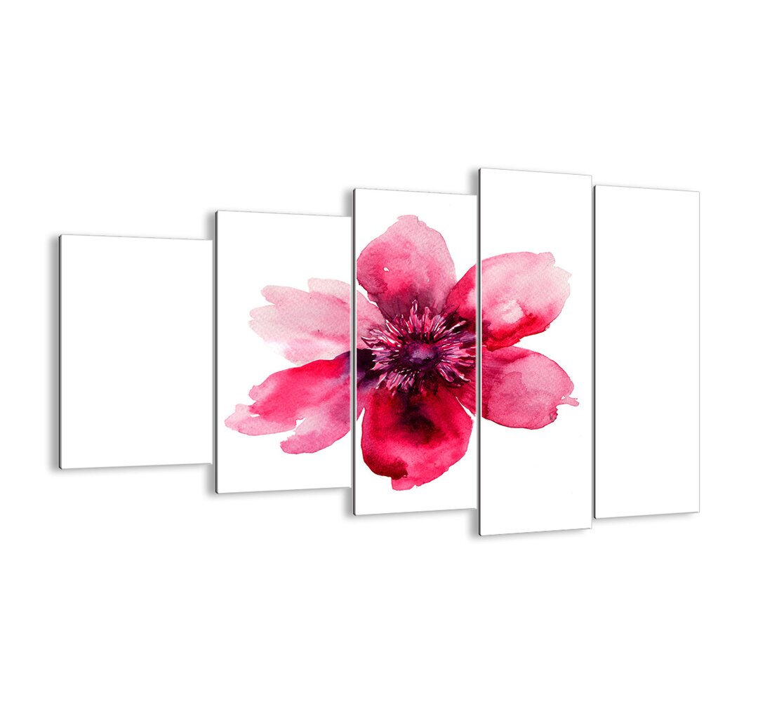 5-tlg. Glasbilder-Set - Grafikdruck „Carmine Fragrant Kiss”