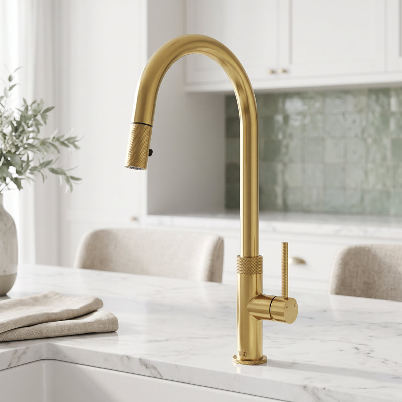 Bristol 19" H 1-handle Pull-Down 2-Function Sprayer Kitchen Faucet, Matte Brushed Gold