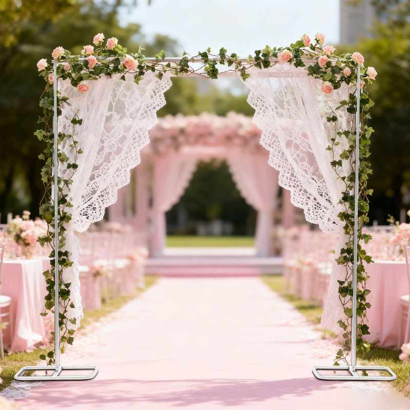 Support pour fond de mariage en forme d'arche de fer blanc 2,1M