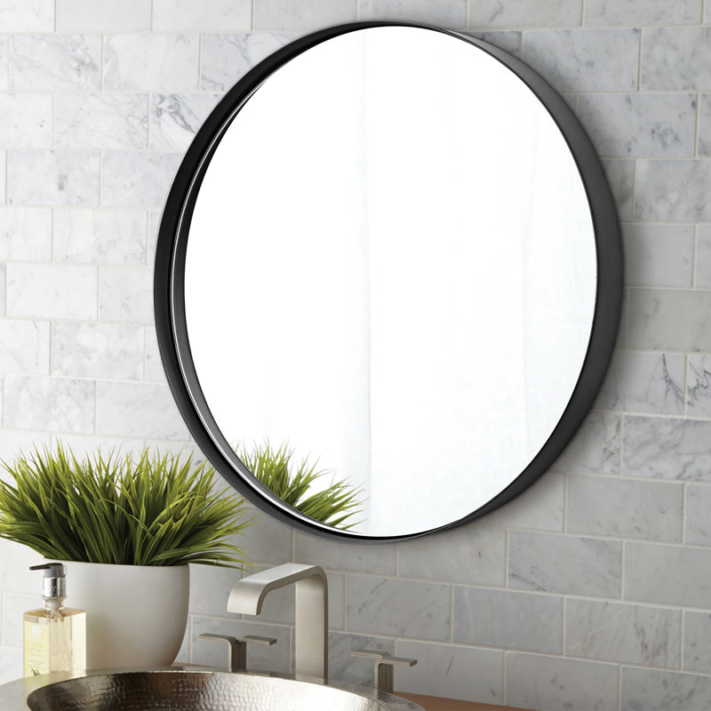 Miroir de salle de bain moderne moderne, Noir, 30 po x 30 po