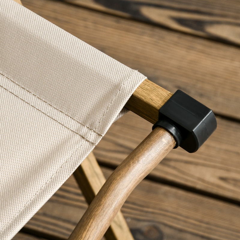 Folding Camping Chair, Khaki, Wood Grain
