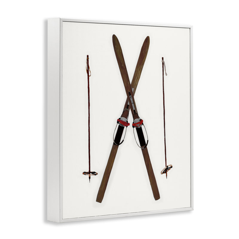«Minimal Winter Skis», estampe numérique encadrée par Charity Henderson, Giclée encadrée blanc bord de mer, H 20 po x l 16 po