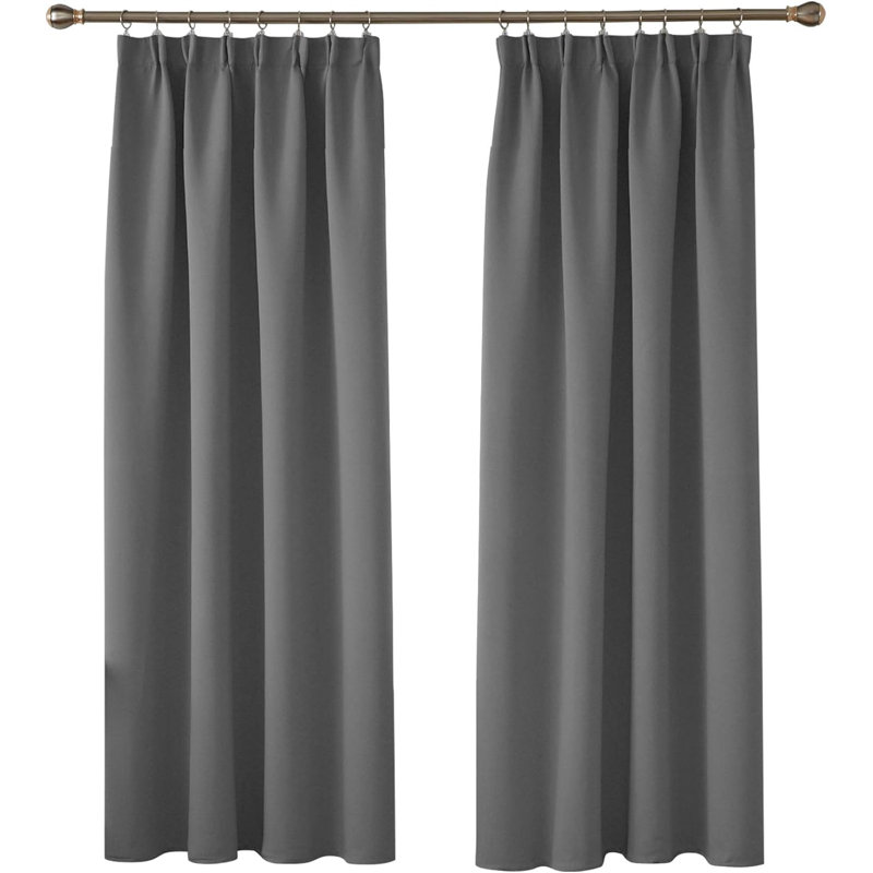 Polyester Blackout Track Insert Curtain Pair, Light grey