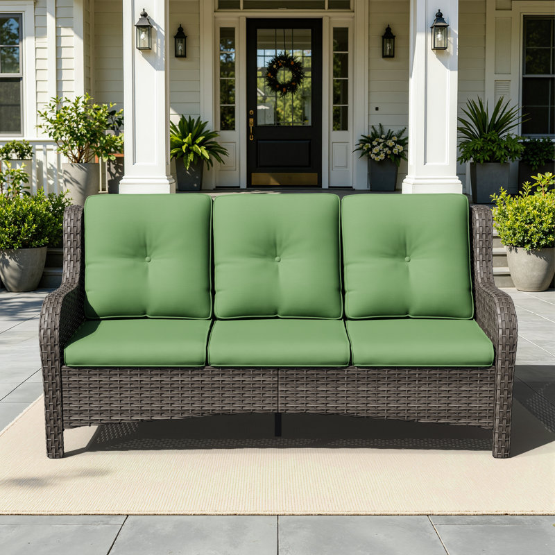 Canapé de patio extérieur en osier 72,83 po Magline, Vert
